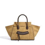 Genuine Suede Leather Winged Tote bag Top Handle Handbag 1
