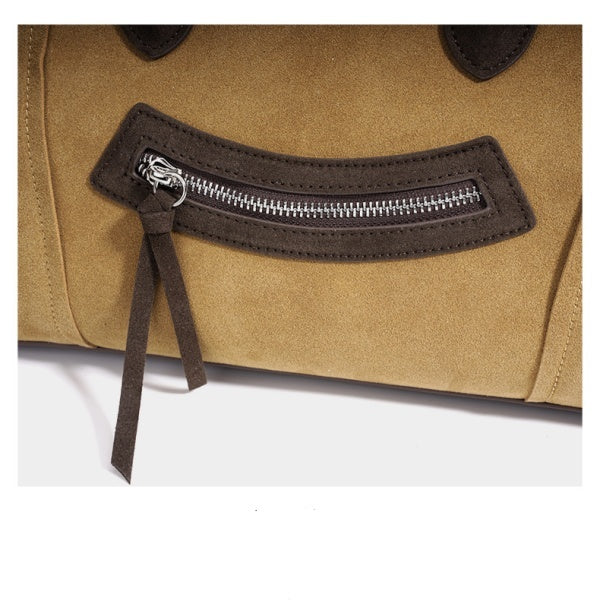 Genuine Suede Leather Winged Tote bag Top Handle Handbag 7
