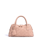 Genuine leather woven handbag with zipper 5