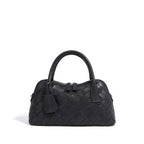 Genuine leather woven handbag with zipper 6