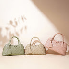 Genuine leather woven handbag with zipper 8