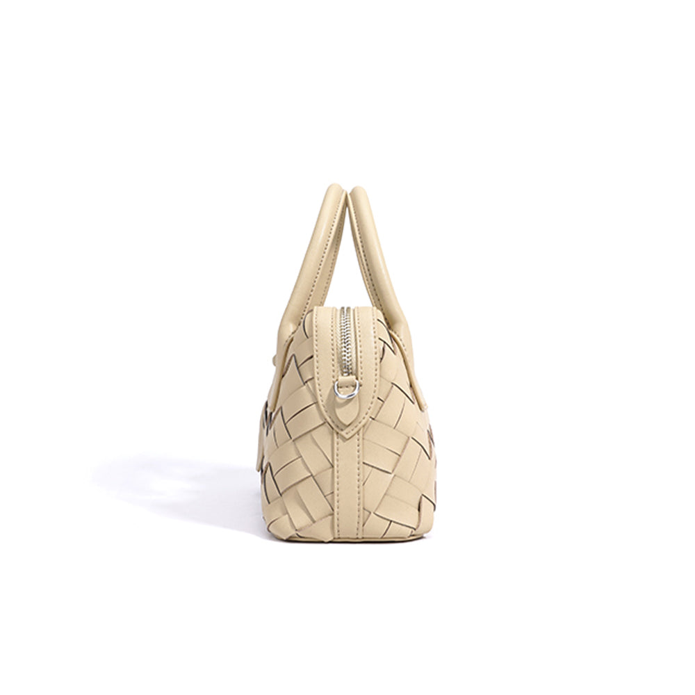 Genuine leather woven handbag with zipper 9