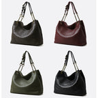 Genuine leather woven shoulder bag for women with zipper 12