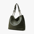 Genuine leather woven shoulder bag for women with zipper 8