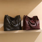 Genuine leather woven shoulder bag for women with zipper 9