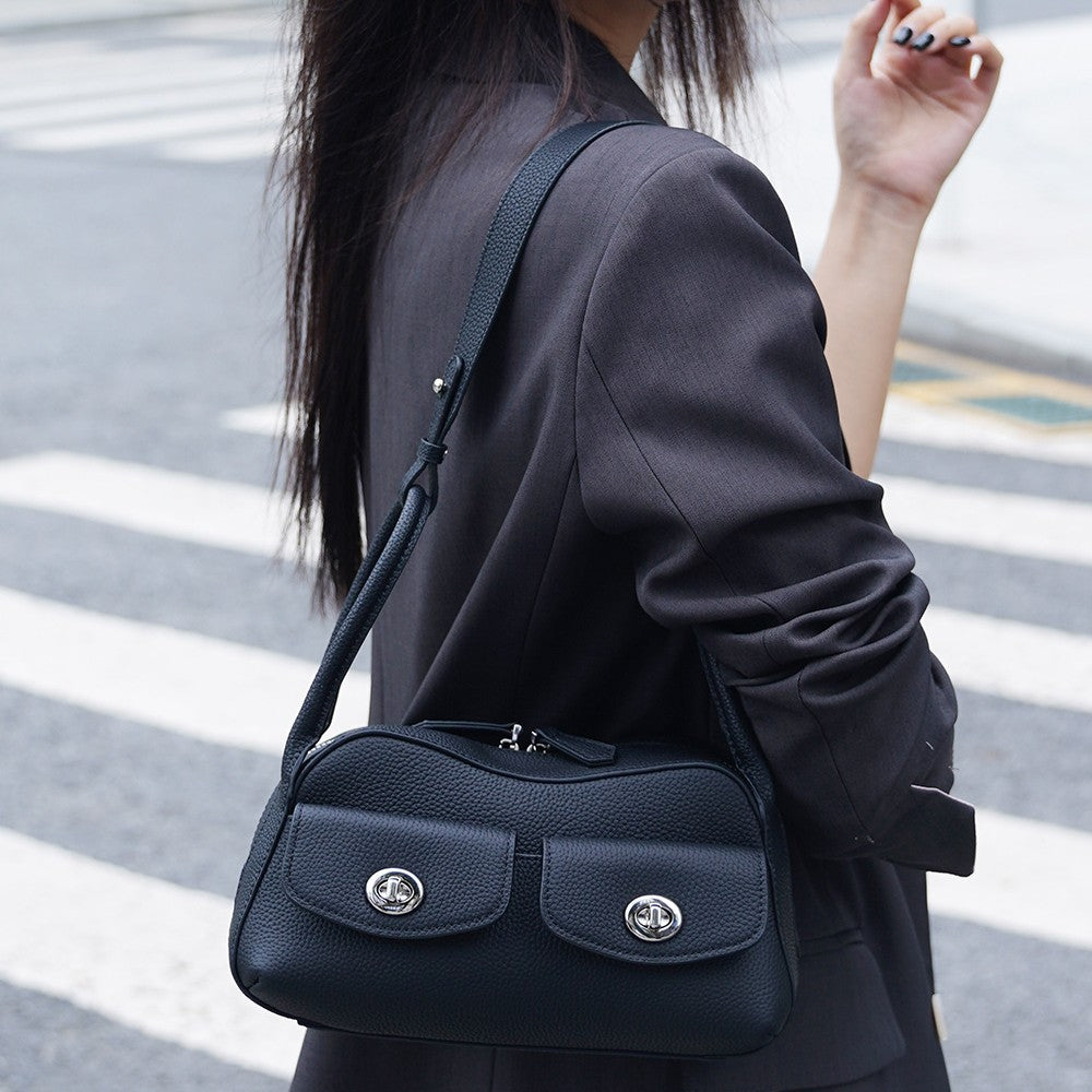 genuine leather Baguette Shoulder Bag 6